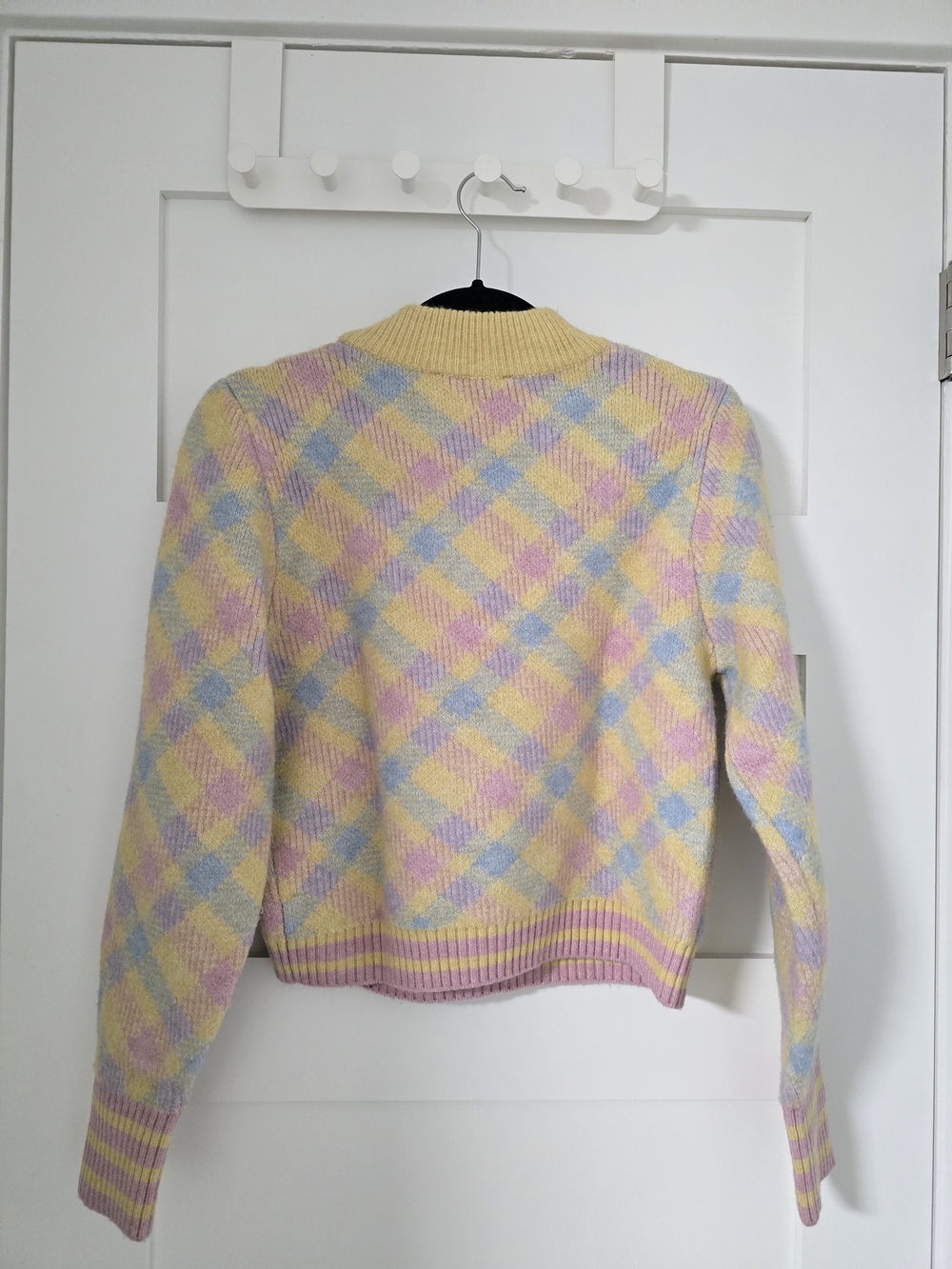 Zara Pastel Argyle Cowl Sweater in Yellow, Pink & Blue - Picture 3 of 3